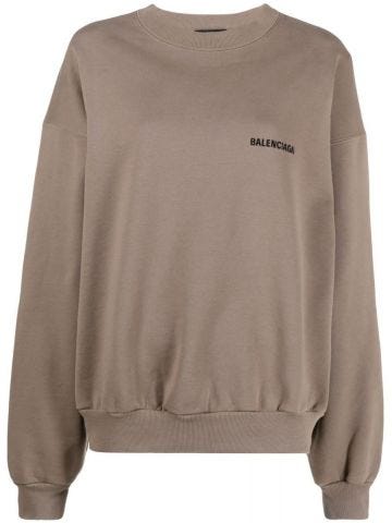 Dark beige fleece crewneck Sweatshirt
