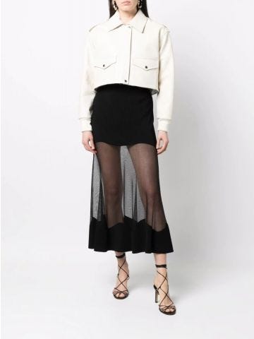 Transparent panel black midi Skirt