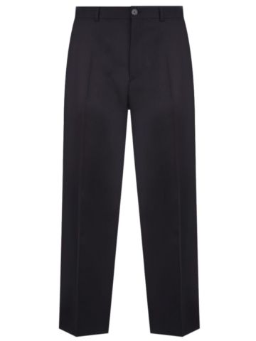 Cropped trousers in black wool