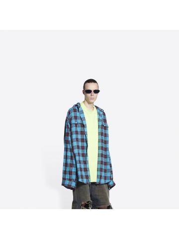 Trompe l'Œil blue checked Shirt and neon yellow Jersey