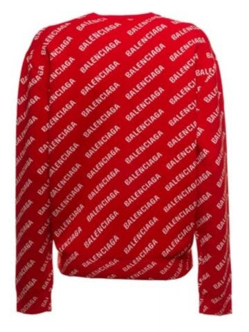 All-over logo print red crewneck Pullover