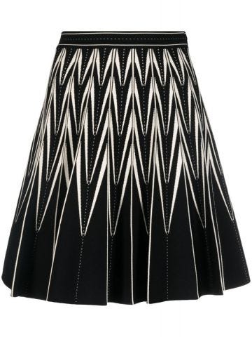 Black zig-zag pleated mini skirt