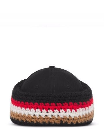 Cappello da baseball nero con fascia in maglia