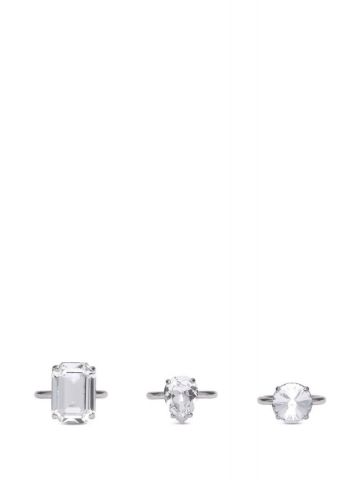 Silver crystal Ring set