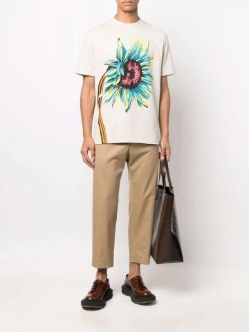 Sunflower print beige T-shirt