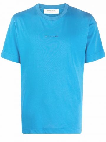 T-shirt blu con stampa e logo