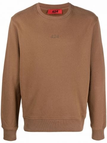 Brown embroidered logo sweatshirt