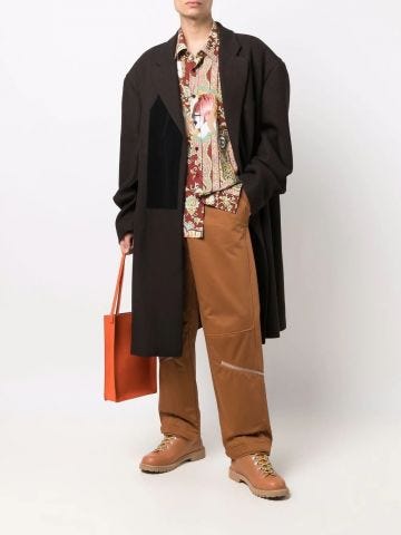 Brown high-waisted cargo pants
