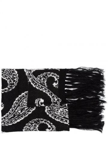Sciarpa nera con stampa paisley