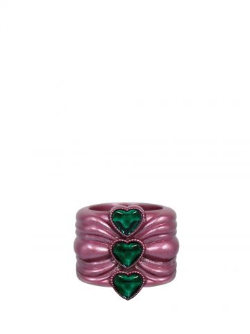 Corecini Crystal pink ring with green crystals