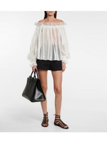 White off-shoulder mesh blouse