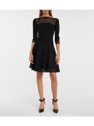 Alaia Edition 2016 flared dress in black openwork stretch knit