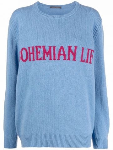 Blue Bohemian Life intarsia-knit cashmere oversized sweater