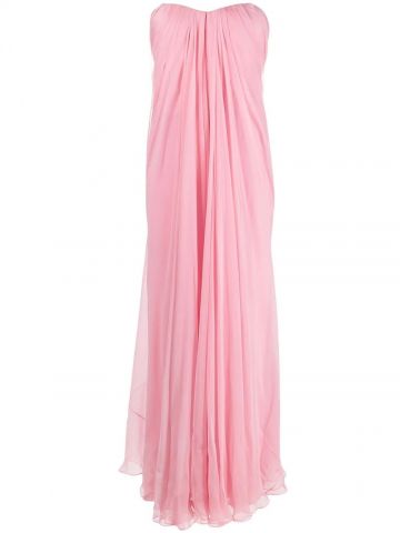 Pink draped details long dress