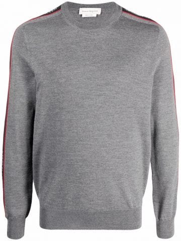 Grey logo-tape sweater