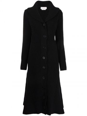 Black ribbed midi coat