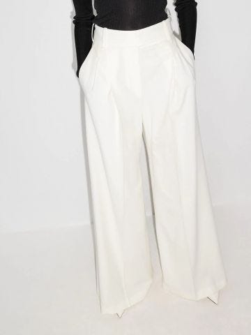 White high-rise wide-leg trousers