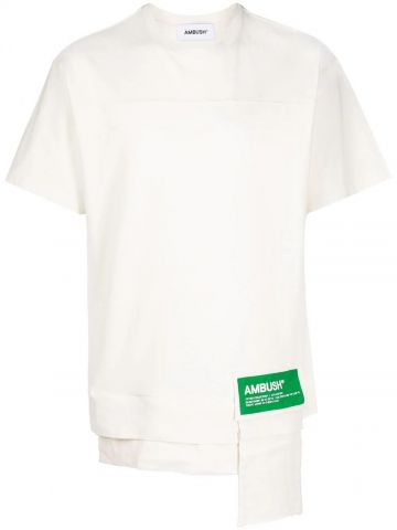 White waist-pocket logo-patch T-shirt