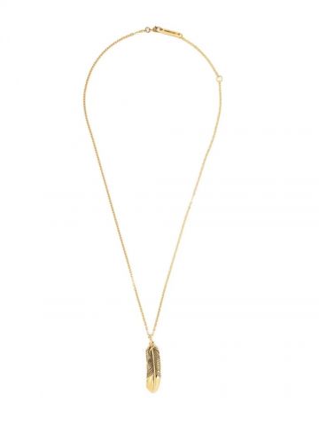 Gold feather-pendant necklace