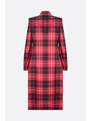 Double breasted checked wool coat