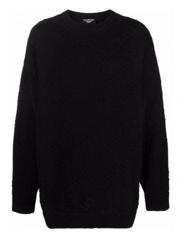 Black sweater with jacquard logo