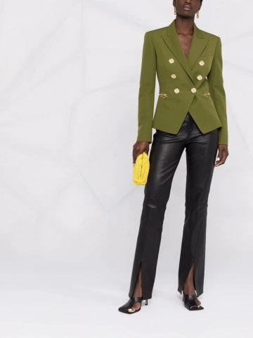 Green gold-tone buttoned ja