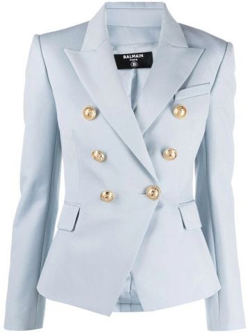 Pale blue grain de poudre double-breasted jacket