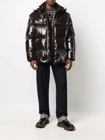 Dark brown padded zip-up coat