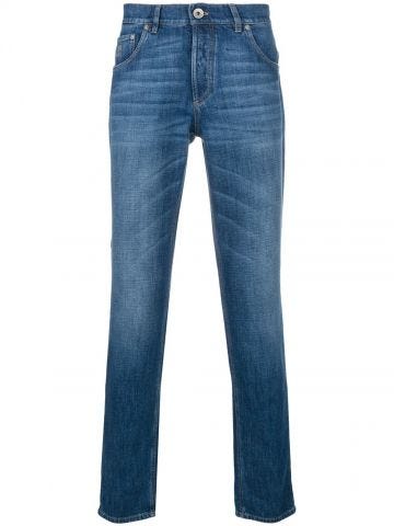 Jeans slim in cotone blu