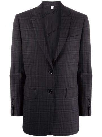 Grey check pattern blazer jacket