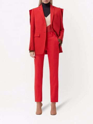 Red high-waisted tailored trousers