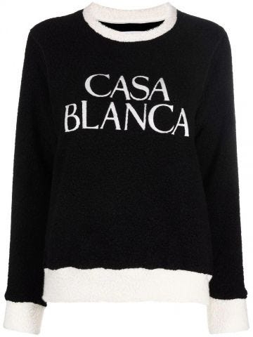 Black intarsia-knit logo jumper