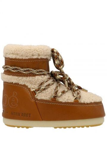 Chloé x Moon Boot in calf leather and shearling