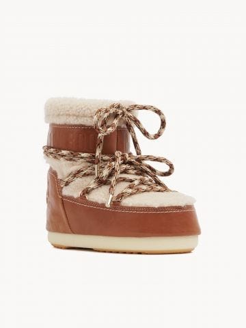 Chloé x Moon Boot in calf leather and shearling