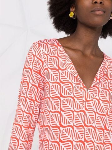 Orange short dress with print