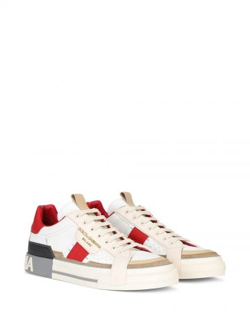 White and Red calfskin 2Zero custom sneakers