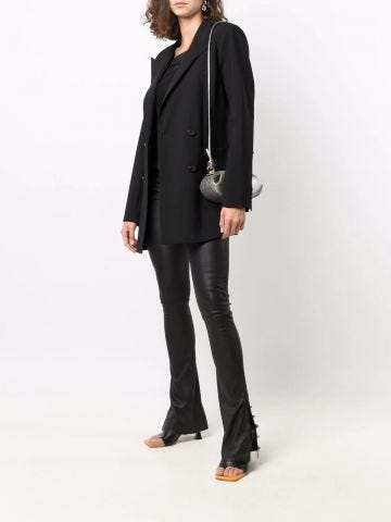 Black flared leather trousers