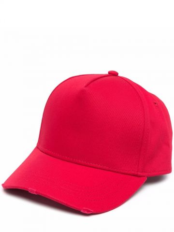 Red baseball cap with logo embroidery
