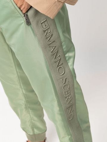Green trousers with side band and belt