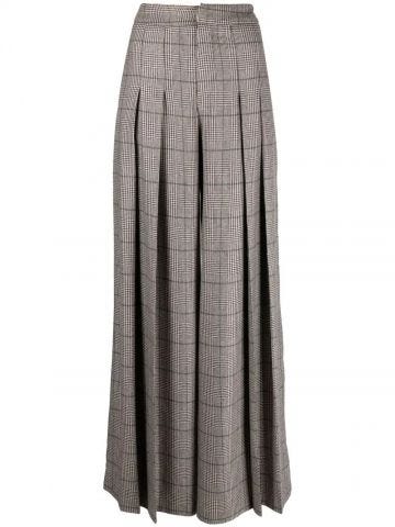 Grey checked  high-rise wide-leg trousers
