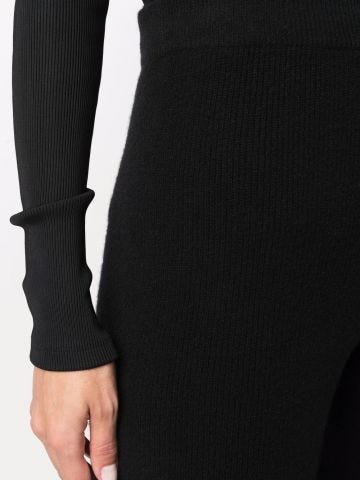Black ribbed flared trousers