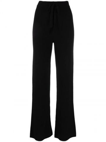 Black ribbed flared trousers