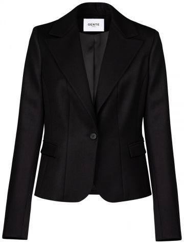 Black single-breasted wool jacket