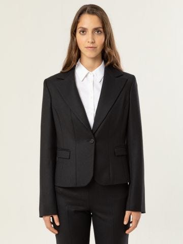 Black single-breasted wool jacket