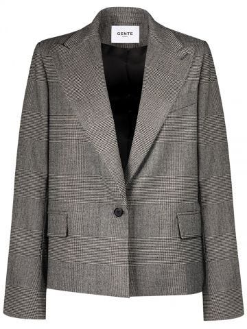 Houndstooth single-breasted jacket