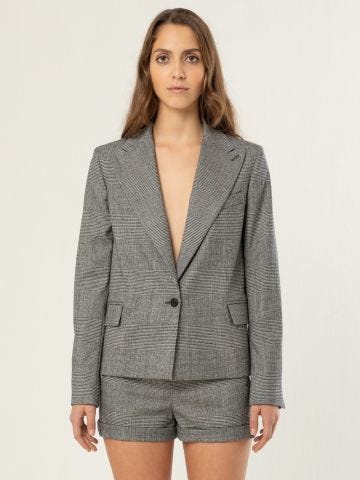 Houndstooth single-breasted jacket