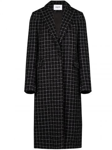 Long single-breasted jacket with black lurex check pattern