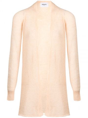 Powder pink over cardigan
 knitted
 long sleeves