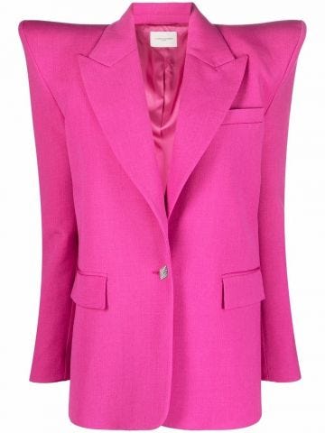 Pink shoulder-pads oversized blazer