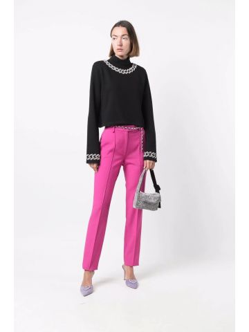 Pink chain-link tailored trousers